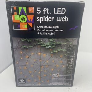 Halloween Orange Lighted Cobweb Spiderweb In/Outdoor Halloween Decoration 5 Ft